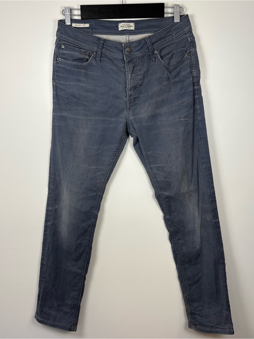 Jack & Jones Men’s Tim Slim Fit Jeans, Blue Grey, Size 32x32, Everyday Casual
